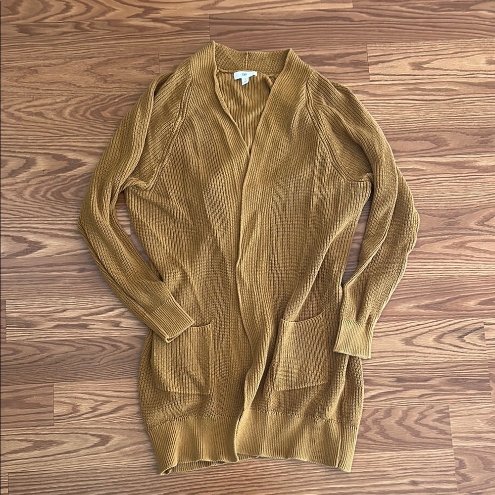 BP Mustard Ribbed Cardigan